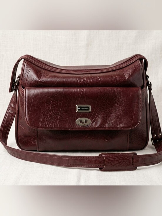Samsonite Other - Vintage 1980s Samsonite Burgundy Leather Briefcase Flapover Attache Mexico